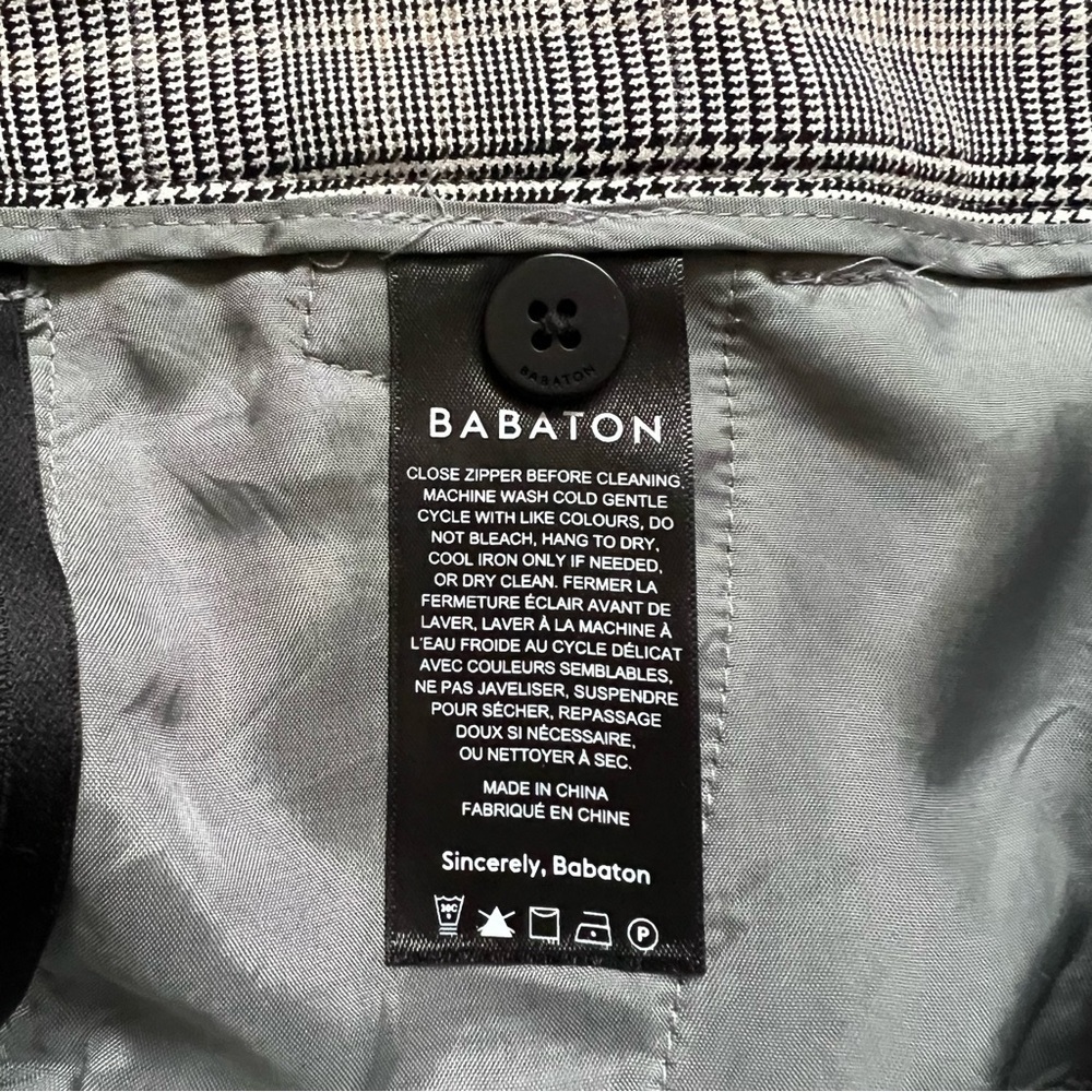 Aritzia Babaton Gray Plaid Quentin Crop Ankle Trouser Dress Pants - Sz 0 - Picture 11 of 15